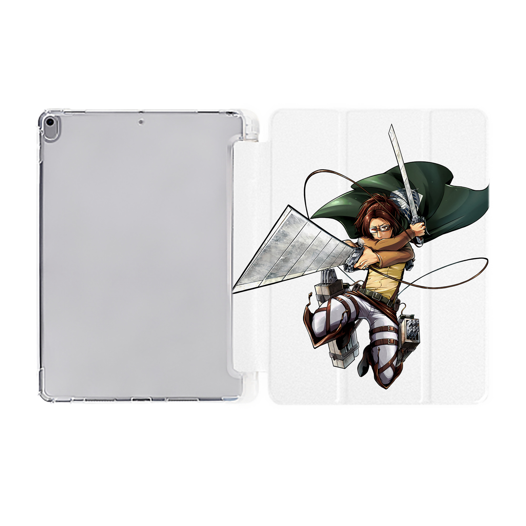 （画像用） 進撃の巨人 ハンジ·ゾエ Attack on Titan Hanji Zoe IPad ケース ペン収納付き 三つ折りスタンド PUレザー×シリコン 対応機種9.5/10.5/10.9インチ